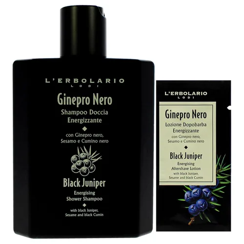 Vista 2 de L'Erbolario Champú de ducha energizante Black Juniper - Champú hidratante 2 en 1 y limpiador corporal - Purificador con comino negro - 8.4 oz
