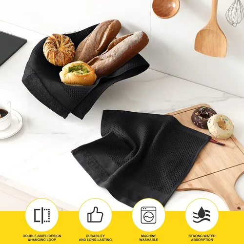 Vista 3 de Homaxy Juego de toallas de cocina y paños de cocina, 12 x 12 y 13 x 28 pulgadas, juego de 8 toallas de cocina 100% algodón, de tejido gofre, súper