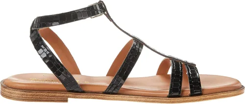 Vista 6 de Bella Vita - Sandalias de tacón de bloque para mujer Piel italiana de cocodrilo negra