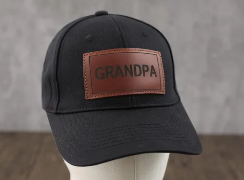 Vista 6 de Gorra de camionero para papá, gorra de béisbol, gorra de papá, gorra de cuero grabada con láser