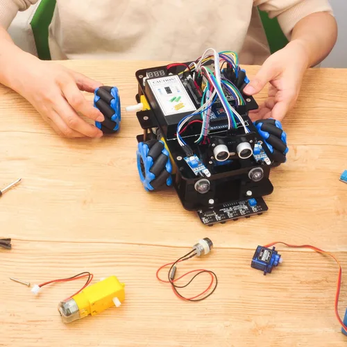 Vista 9 de Omnidireccional Mecanum Wheel Robot Car para Arduino STEM Coding Learning