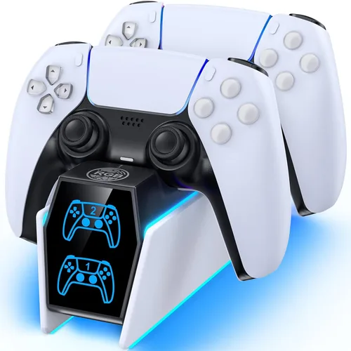 Vista 8 de PS5 Controller Charger Station Compatible with PlayStation 5 Faceplates Edge & Dual Controller, 9 Lightings PS5 Accessories Charging Station, PS 5