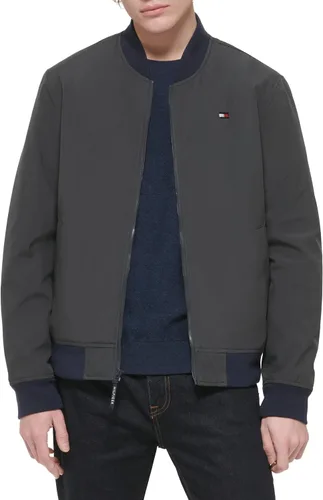Vista 27 de Tommy Hilfiger Chaqueta bomber ligera Varsity de punto acanalado para hombre Verde militar
