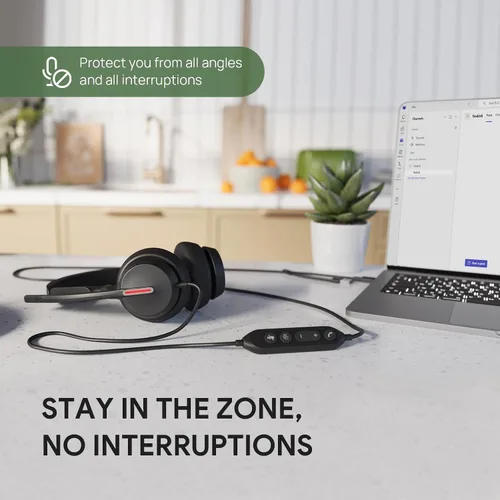 Vista 6 de Yealink Auriculares USB UH46 con micrófono, auriculares con cable con 3 micrófonos con cancelación de ruido para PC/computadora/portátil, equipos