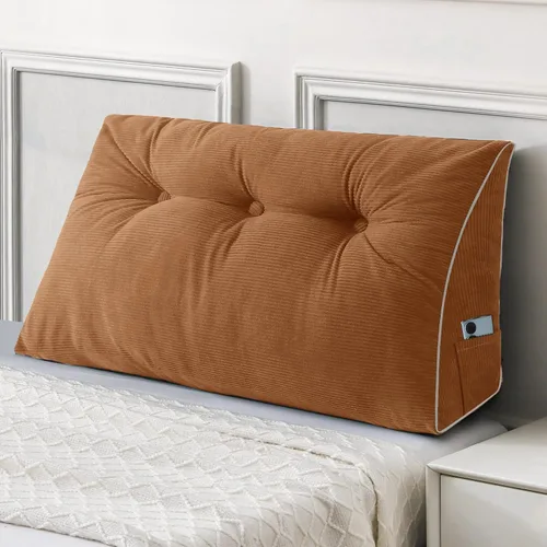 Vista 31 de Sasttie Almohada de Cabecera Queen, Almohada de Cuña de Cabecera para Sentarse en la Cama, Cojín Triangular con Soporte de Respaldo para Leer - Con
