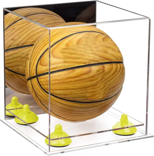 Vista 49 de Better Display Cases Mini acrílico - Miniatura (no tamaño completo) Baloncesto vitrina con elevadores negros y espejo (A015-BR)