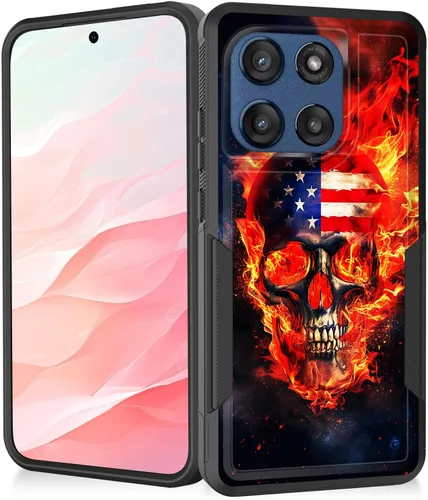 Vista 161 de Funda para Moto G Play 4G 2024, resistente de doble capa híbrida de policarbonato duro, goma suave, a prueba de golpes, funda protectora resistente
