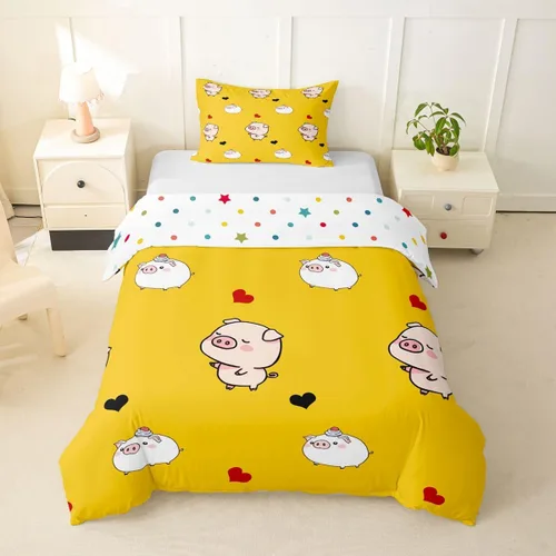 Vista 27 de Erosebridal - Juego de ropa de cama kawaii, juego de funda de edredón con diseño de fresa rosa, para mujeres, niñas y niños, decoración