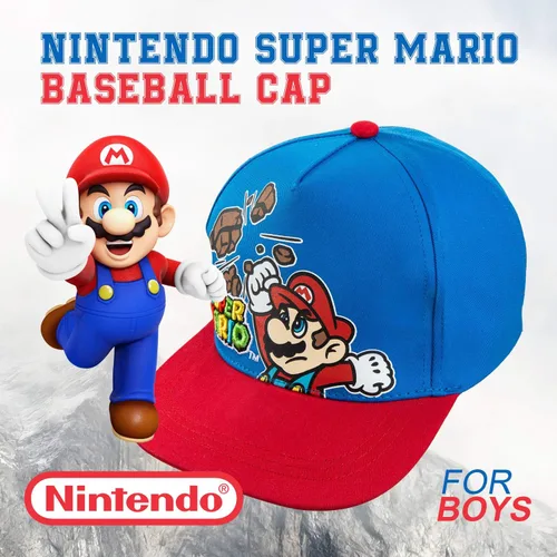 Vista 2 de Nintendo Super Mario - Gorra de béisbol azul para niños de 4 a 7 años, Azul