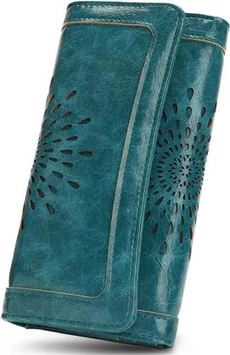 Vista 9 de Aphison - Cartera larga de cuero suave RFID para mujer, con caja de regalo