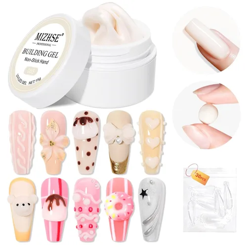 Vista 19 de MIZHSE - Gel constructor sólido para uñas, 3.53 oz, gel para esculpir 3D transparente para uñas 3.53 oz transparente