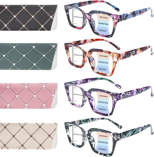Vista 9 de Paquete de 4 lentes de lectura progresivos multienfoque para mujeres, estilo Oprah, bloqueo de luz azul, lectores de computadora