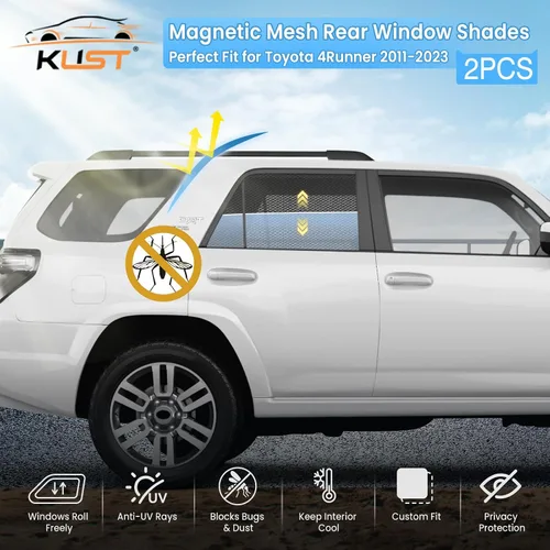 Vista 2 de KUST Persianas de ventana de automóvil para Toyota 4Runner 2011-2023, accesorios de malla transpirable, cubiertas magnéticas de malla transpirable