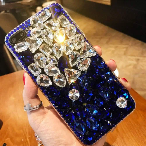 Vista 9 de Funda para Moto Z2, 3D hecha a mano de lujo con piedras brillantes brillantes de cristal y diamantes de imitación para Motorola Moto Z2 blanco