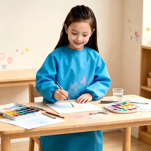 Vista 8 de Delantal de pintura para niños, impermeable, para niñas y niños de 2 a 12 años Full Coverage to Knee