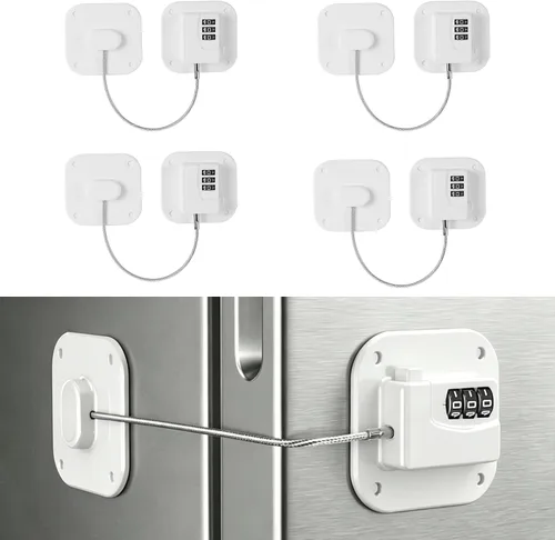 Vista 10 de Cerradura de refrigerador, cerraduras de refrigerador para niños, cerradura de congelador con combinación para refrigeradores, cajones, armarios