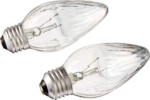 Vista 2 de GE LIGHTING 75338 Bombilla decorativa con forma de llama de base media, 25W/120V, acabado blanco, incandescente, paquete de 2