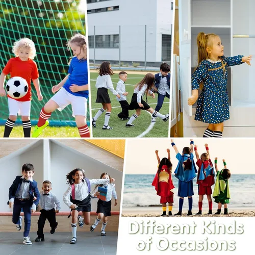 Vista 47 de Century Star Calcetines de fútbol de algodón para niños y jóvenes, calcetines de tubo suave, hasta la rodilla, calcetines deportivos largos