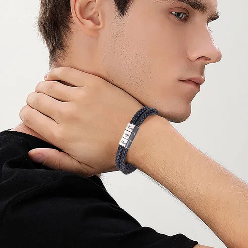 Vista 7 de Pulsera de cuero para hombre (mahua/matikou/yuanquan/8 Infinity)