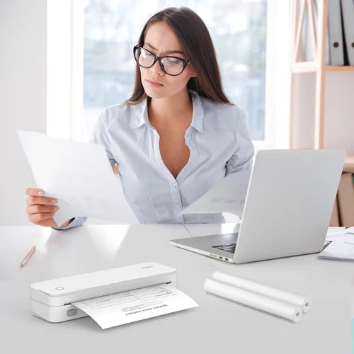 Vista 6 de JADENS Papel de impresora térmica de secado rápido tamaño carta de EE.UU. 8.5''x11'', 4 rollos, compatible con impresora portátil Gloryang & JADENS