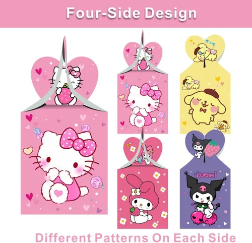 Vista 2 de ARHAVI 12 cajas de regalo para fiesta de cumpleaños de niños, Kuromi y mi melodía, Keroppi, pompompurina, Badtz, suministros de decoración de fiesta