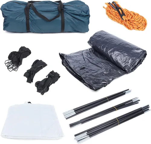 Vista 2 de Tienda de campaña SUV para campamento, refugio universal para automóvil al aire libre con gran espacio para 4 personas, toldo impermeable blanco