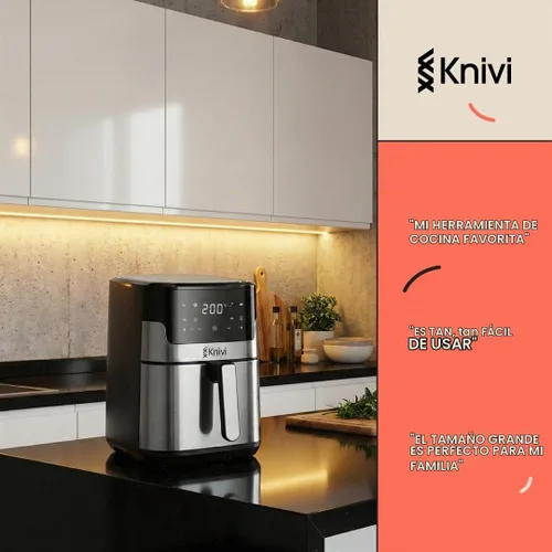 Vista 8 de Knivi - Freidora de aire de acero inoxidable de 8 litros, horno digital con pantalla táctil de 1500 W con 8 ajustes preestablecidos de un solo