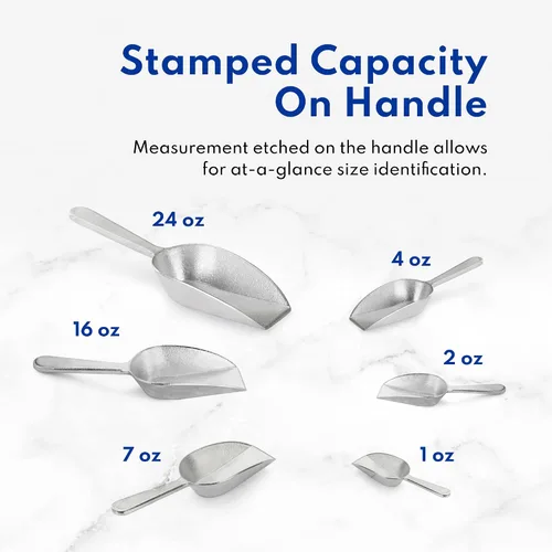 Vista 5 de New Star Foodservice 34622 Cuchara de utilidad de fondo plano de aluminio fundido, 1 oz, tamaño extra pequeño, plateado (solo lavado a mano)