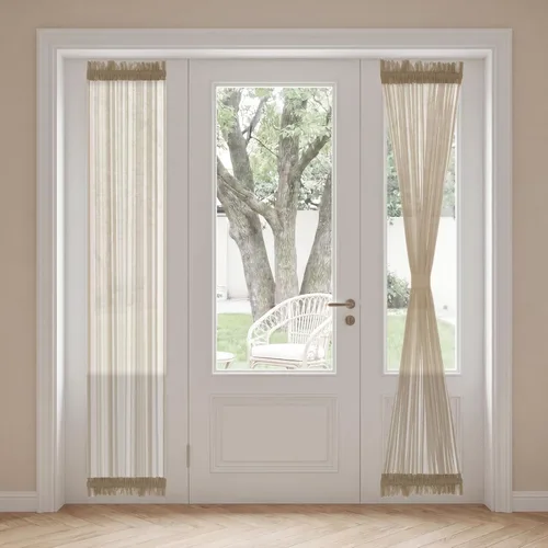 Vista 12 de H. Versailtex Lino Natural y Poly semi-láminas Premium suaves y ricos materiales paneles de cortina con abrazadera ajustable para patio Gris