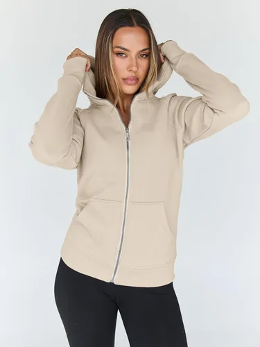 Vista 62 de Trendy Queen Sudaderas con capucha y cremallera para mujer, chaquetas de vellón, talla extragrande, moda de otoño e invierno