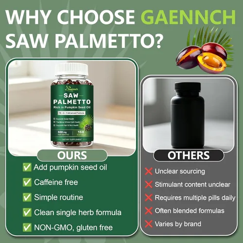 Vista 5 de Saw Palmetto for Men with Pumpkin Seed Oil Prostate Health Supplement