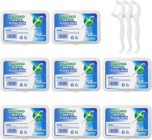 Vista 11 de RAZOKO Estuche portátil de hilo dental, almacenamiento de 10 púas de hilo dental en caja, dispensador de púas de hilo dental para limpieza