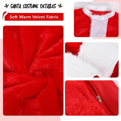 Vista 4 de ZAKUN Christmas Men's Santa Suit Set10pcs, Adult Santa Claus Costume for Men Women