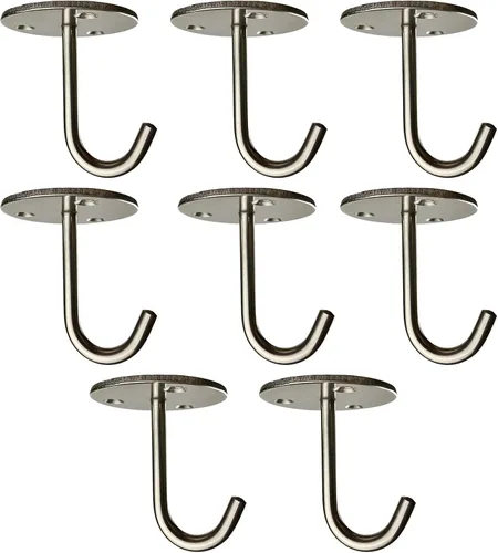 Vista 8 de Ganchos de techo resistentes de acero inoxidable – Rodamiento de carga de 60 libras, sin taladro para madera – Ganchos de montaje en pared/techo