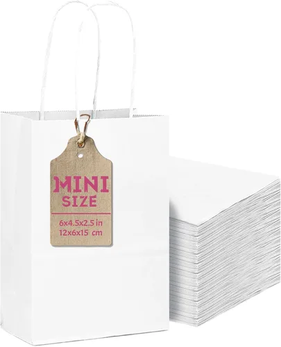 Vista 17 de qiqee Paquete de 50 bolsas de regalo de papel negro con asas a granel 13"x10.3"x4.6" bolsas de favor para fiestas de tamaño grande múltiples usos