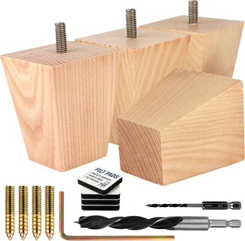 Vista 8 de Airy Abode Patas cuadradas premium de muebles en negro (kit de instalación completa) - Elige tu