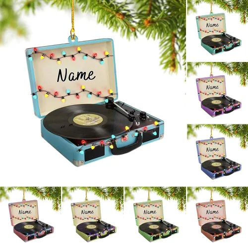 Vista 11 de Adorno de disco de vinilo personalizado para Navidad 2025, regalo para amantes de la música retro, recuerdo acrílico personalizado, decoración