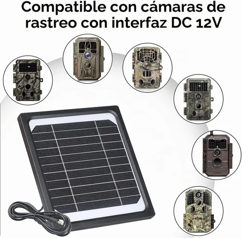 Vista 4 de Panel solar de 5W 12V para cámara de rastro con batería recargable 5200mAh