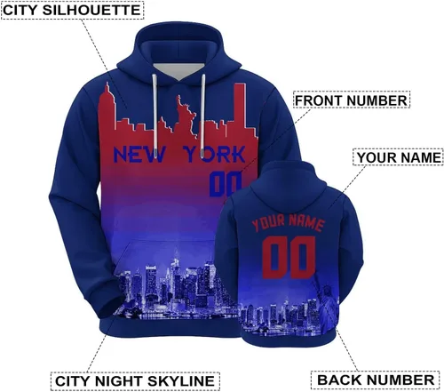 Vista 83 de Custom Football Hoodies City Night Skyline Personalized Sweatshirt Name Number Fan Gift Pullover for Men Women Youth