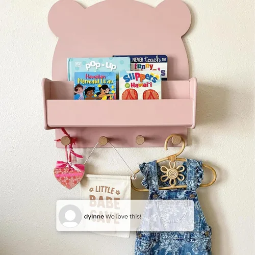 Vista 7 de babyGap by Delta Children Brannan Bear - Estante de pared con 4 ganchos, color rubor