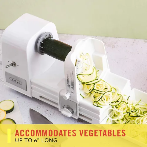 Vista 3 de BELLA Espiralizador y rebanador eléctrico automático 4 en 1, prepara rápidamente espaguetis saludables de verduras o frutas, fideos o cintas, fácil