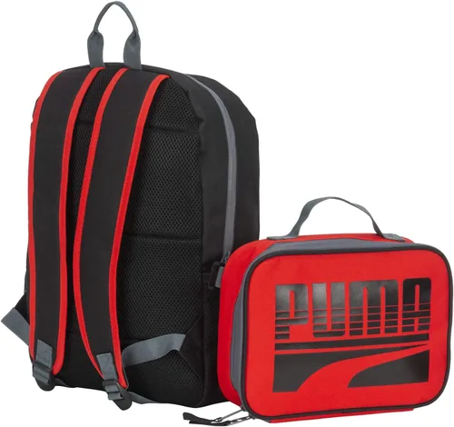Vista 3 de PUMA - Combo de juego de mochila y lonchera para niños NegroGrisRojo