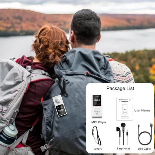 Vista 9 de Reproductor de MP3 con Bluetooth 5.0, pantalla de 1.8 pulgadas, reproductor de música portátil con altavoz HD, música de alta fidelidad compatible
