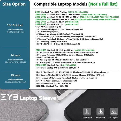 Vista 2 de ZYB Funda impermeable para laptop de 14 pulgadas, funda impermeable para laptop de 14 pulgadas, para notebook/MacBook Air de 15/14 pulgadas, Lenovo