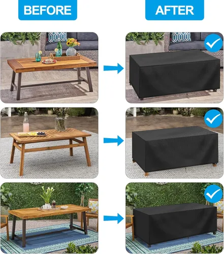 Vista 6 de Funda rectangular para mesa auxiliar, 100% impermeable, 46 x 26 x 13 pulgadas, funda para muebles de comedor, mesas de centro de picnic, sillas