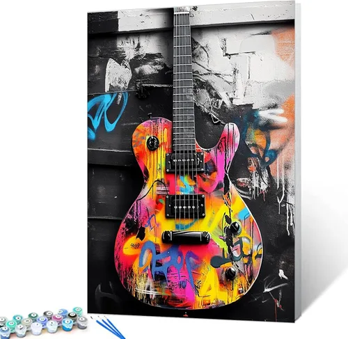 Vista 9 de Tucocoo Kits de Pintura por Números para Adultos y Niños - Labios Graffiti Sacando la Lengua - Pintura al Óleo Digital DIY sobre Lienzo Arte