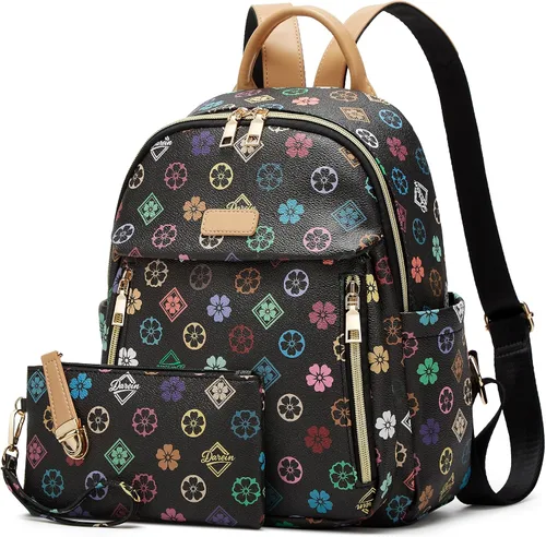 Vista 20 de Makes - Bolso tipo mochila para mujer, de piel sintética, bolso de viaje con diseño convertible a cartera, 12 pulg., Mochilas de viaje