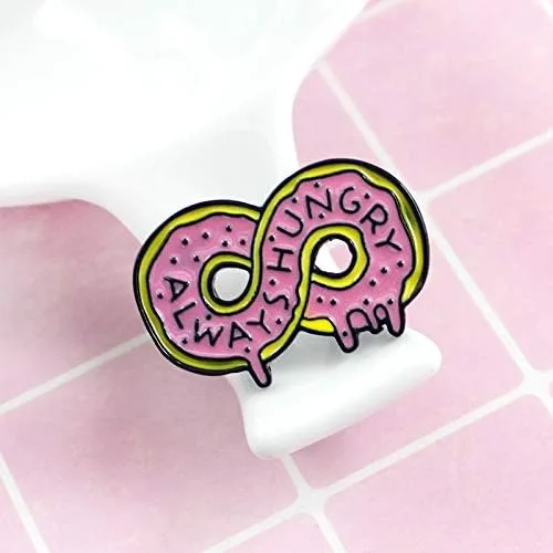 Vista 3 de Flairs New York - Broche de solapa esmaltado hecho a mano, Donut siempre hambriento