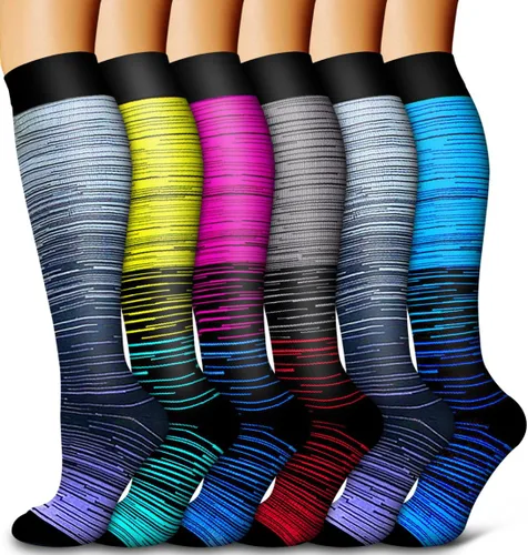 Vista 49 de Bluemaple Paquete de 6 calcetines de compresión de cobre para mujeres y hombres, el mejor apoyo para médicos, correr, enfermería, atletismo