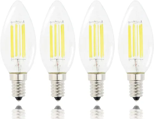 Vista 9 de Filamento LED con base de tornillo europea E14 con forma de bala C35, 2 W, blanco cálido 2700 K, equivalente a 20 vatios incandescente, no regulable